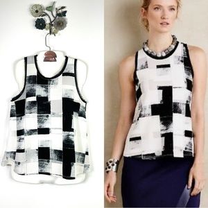 Anthropologie Geometric Black and White Blouse